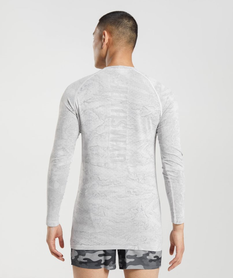 Koszulki Gymshark Geo Seamless Long Sleeve Męskie Głęboka Szare | PL 391XIV